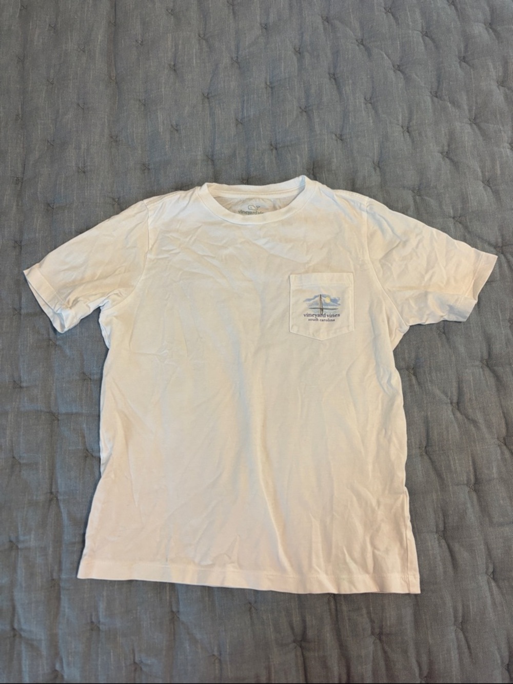 Vineyard Vines White Short Sleeve Pocket Tee with Subtle Logo